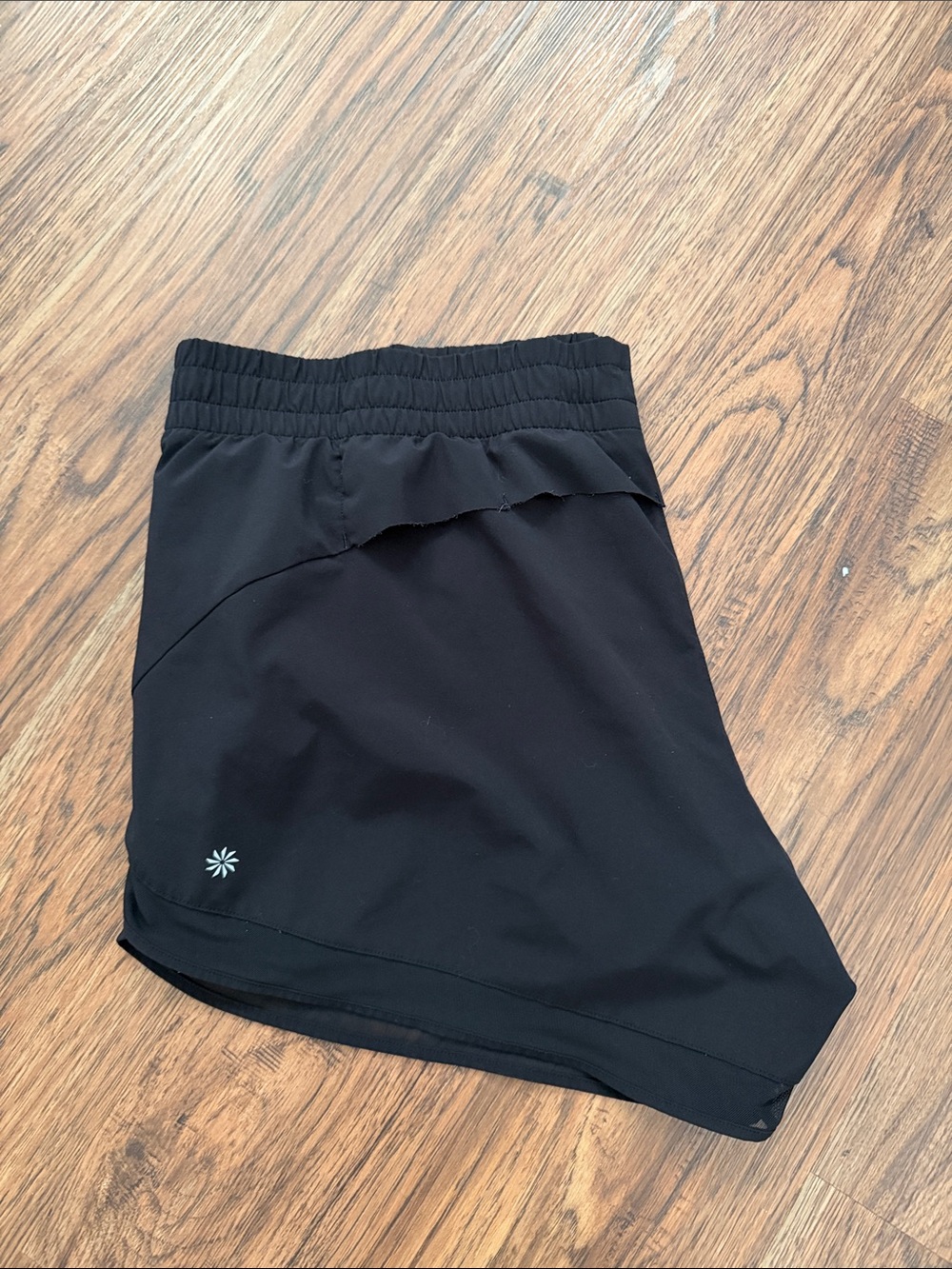 Athleta Black Women's Athletic Shorts with Subtle Reflective Logo